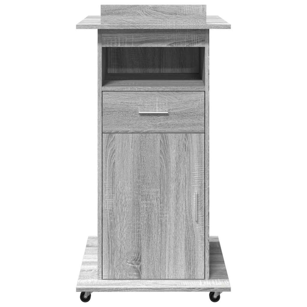 Lessenaar met wielen en lade 55x55x107 cm hout grijs sonoma is nu te koop bij PeponiXL, paradijselijk wonen!