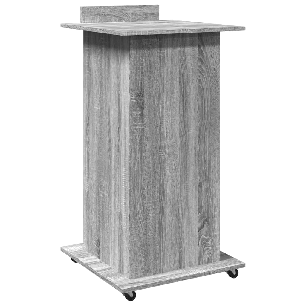 Lessenaar met wielen en lade 55x55x107 cm hout grijs sonoma is nu te koop bij PeponiXL, paradijselijk wonen!