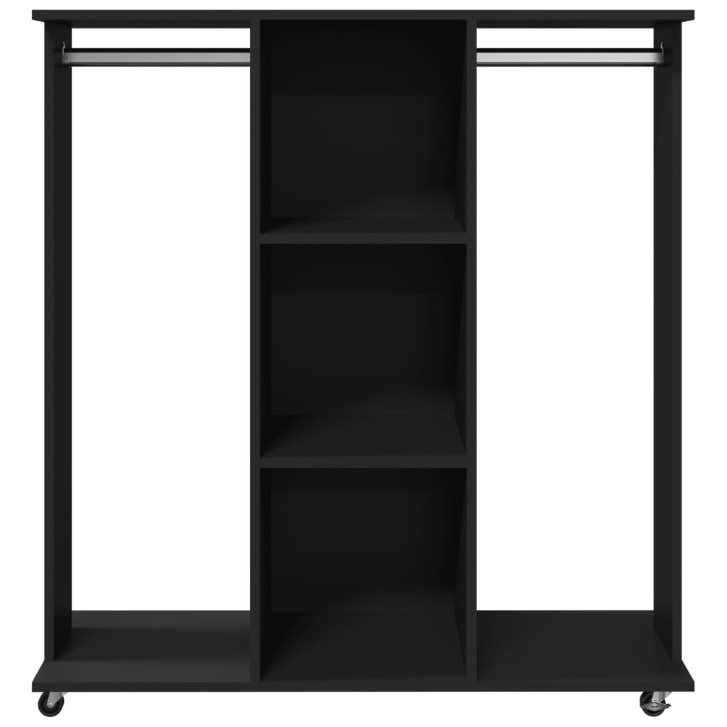 Kledingkast met wielen 102x38x110 cm bewerkt hout zwart is nu te koop bij PeponiXL, paradijselijk wonen!