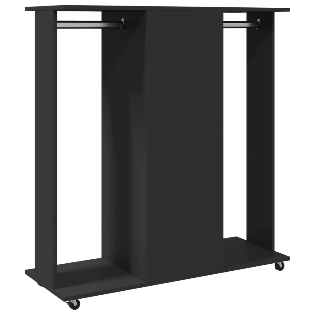 Kledingkast met wielen 102x38x110 cm bewerkt hout zwart is nu te koop bij PeponiXL, paradijselijk wonen!