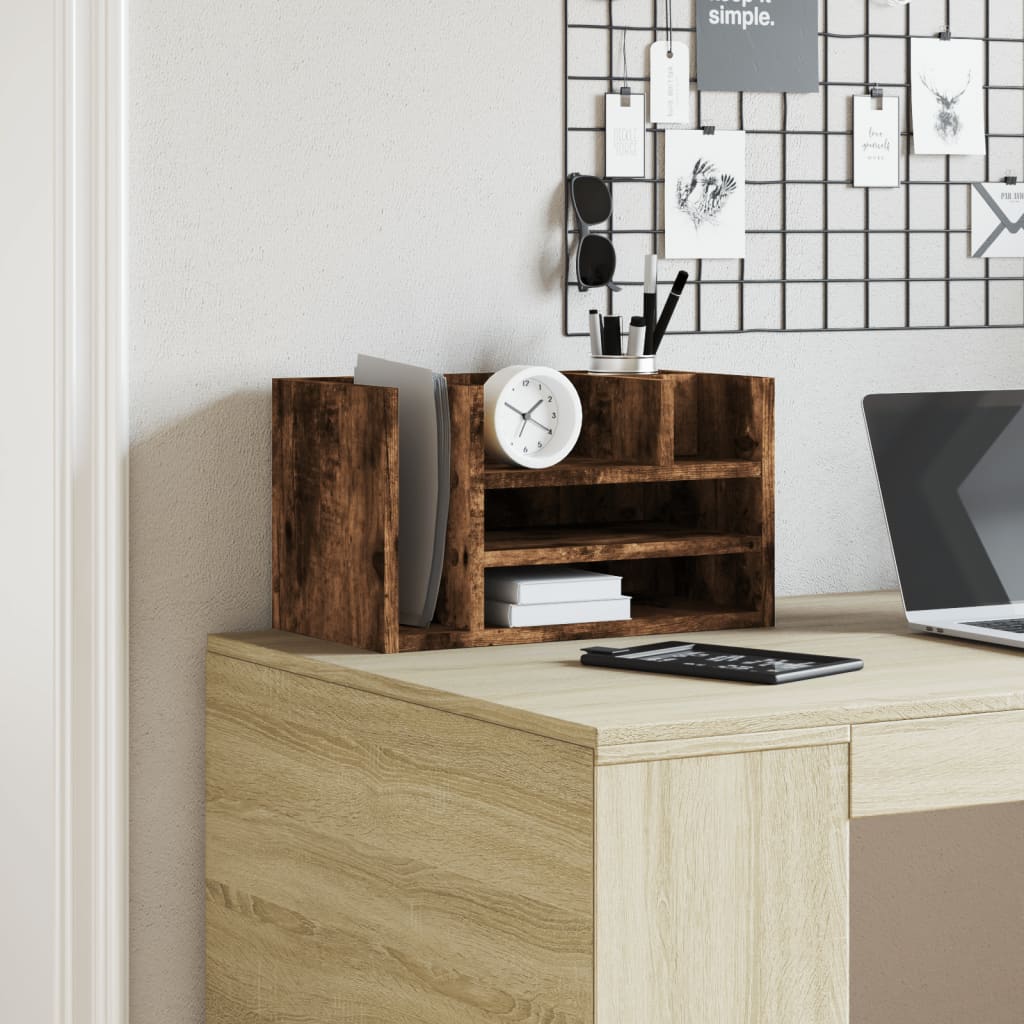 Bureau organiser 44,5x24x25 cm bewerkt hout gerookt eikenkleur is nu te koop bij PeponiXL, paradijselijk wonen!