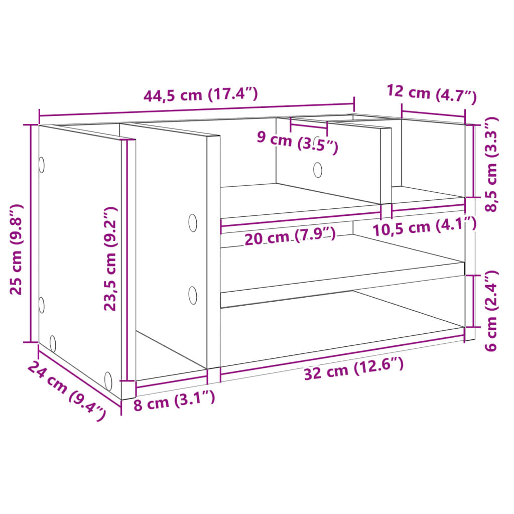 Bureau organiser 44,5x24x25 cm bewerkt hout bruin eikenkleur is nu te koop bij PeponiXL, paradijselijk wonen!