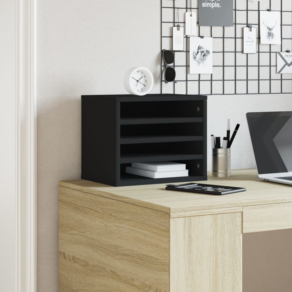 Bureau organiser 36x26x29,5 cm bewerkt hout zwart is nu te koop bij PeponiXL, paradijselijk wonen!