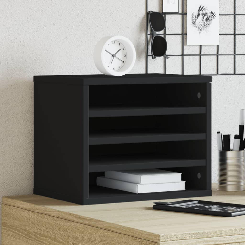 Bureau organiser 36x26x29,5 cm bewerkt hout zwart is nu te koop bij PeponiXL, paradijselijk wonen!