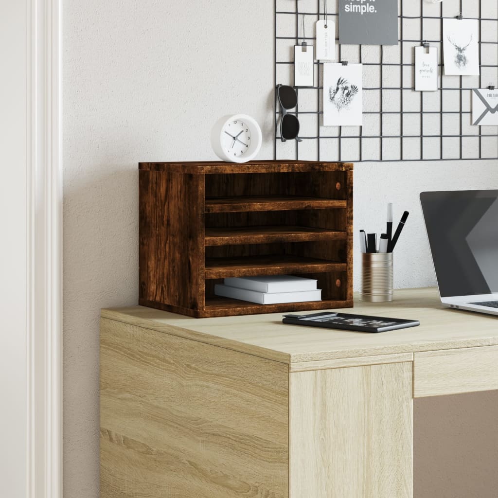 Bureau organiser 36x26x29,5 cm bewerkt hout gerookt eikenkleur is nu te koop bij PeponiXL, paradijselijk wonen!