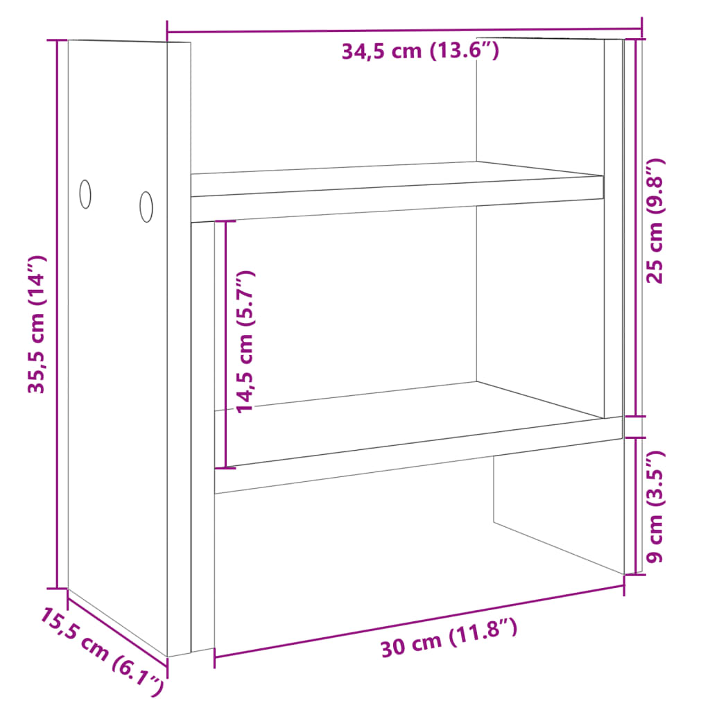Bureau organiser 34,5x15,5x35,5 cm bewerkt hout wit is nu te koop bij PeponiXL, paradijselijk wonen!
