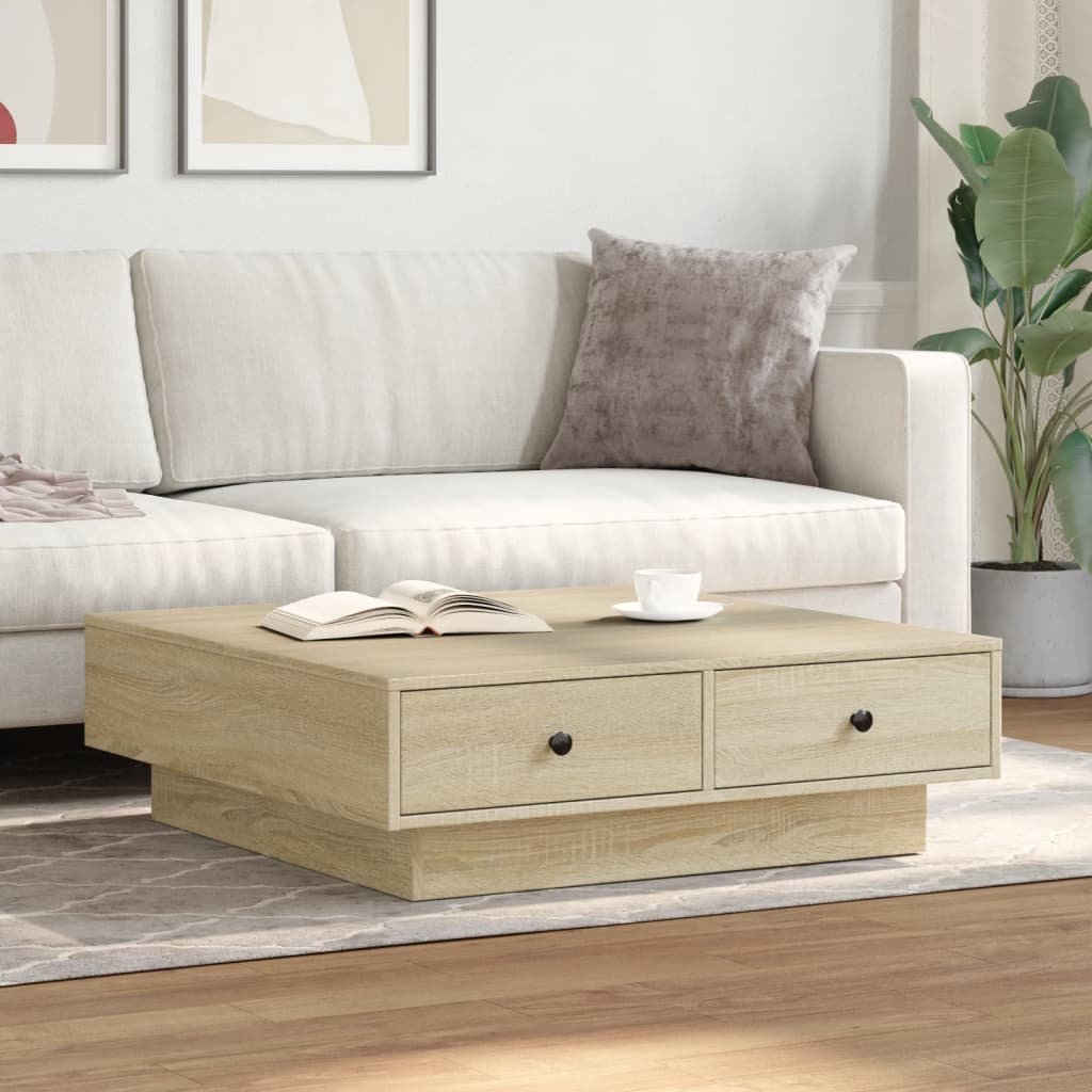 Salontafel 90x90x28 cm spaanplaat sonoma eikenkleurig is nu te koop bij PeponiXL, paradijselijk wonen!
