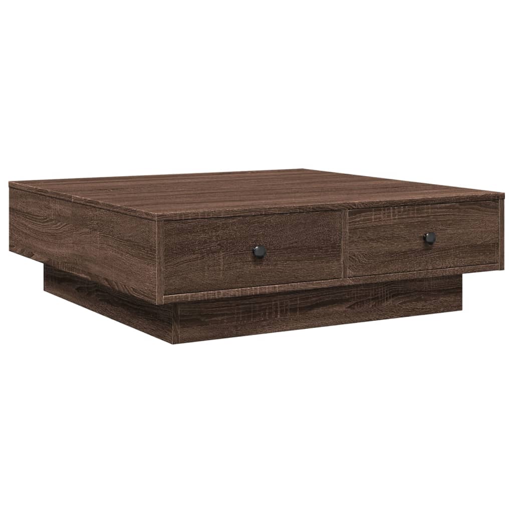 Salontafel 90x90x28 cm bewerkt hout bruin eikenkleur is nu te koop bij PeponiXL, paradijselijk wonen!