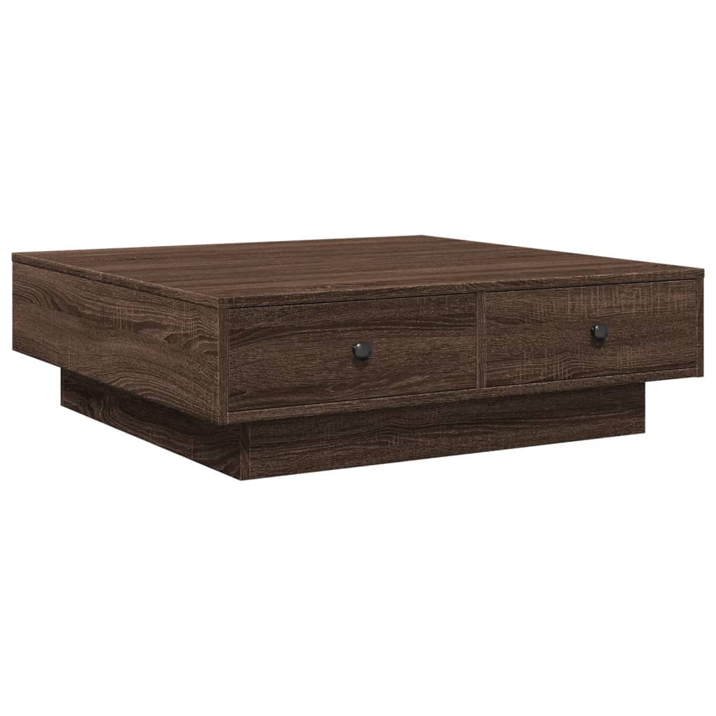 Salontafel 90x90x28 cm bewerkt hout bruin eikenkleur is nu te koop bij PeponiXL, paradijselijk wonen!