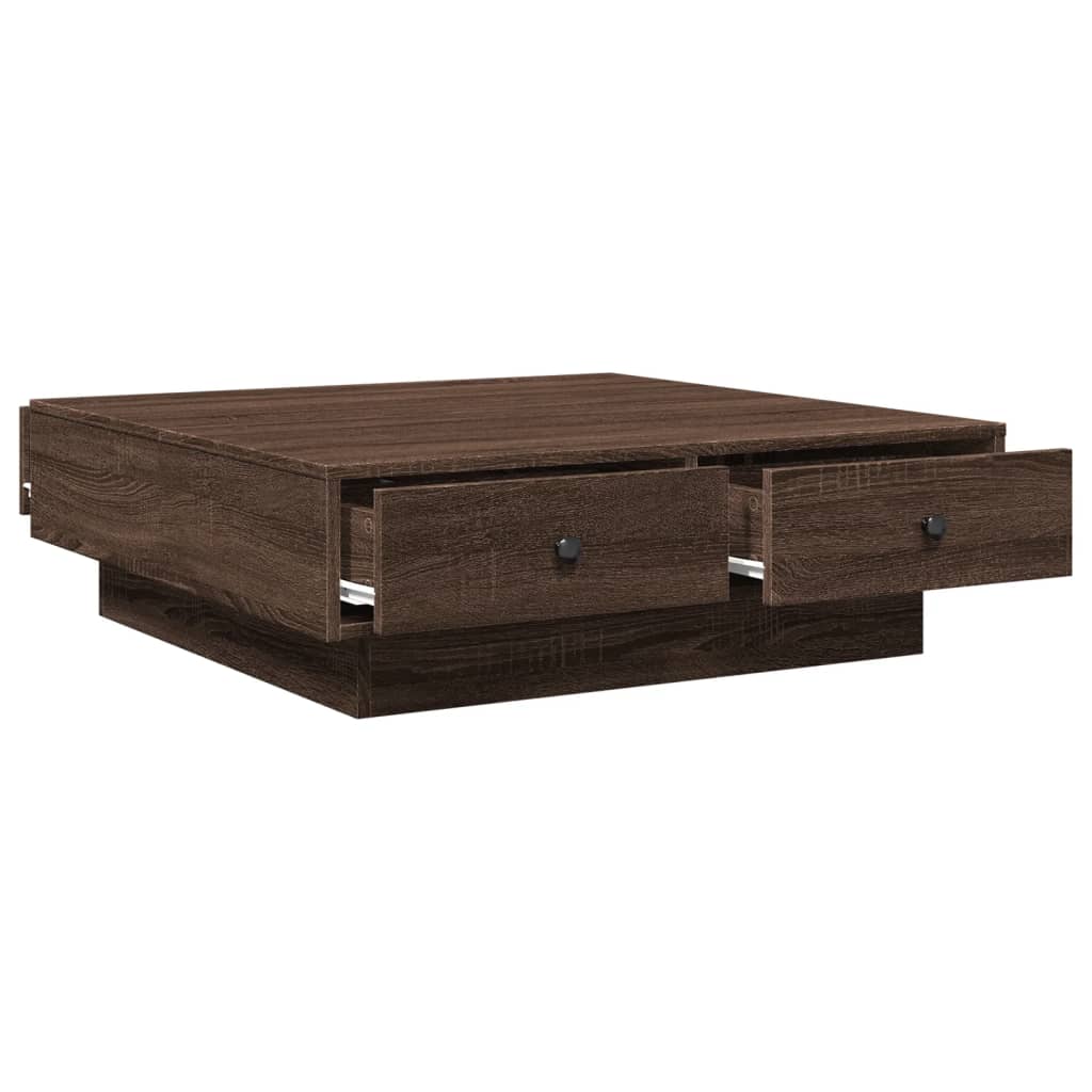 Salontafel 90x90x28 cm bewerkt hout bruin eikenkleur is nu te koop bij PeponiXL, paradijselijk wonen!