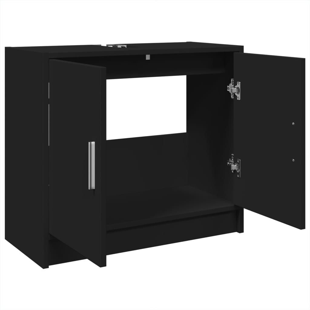 Wastafelkast 63x29x55 cm bewerkt hout zwart is nu te koop bij PeponiXL, paradijselijk wonen!