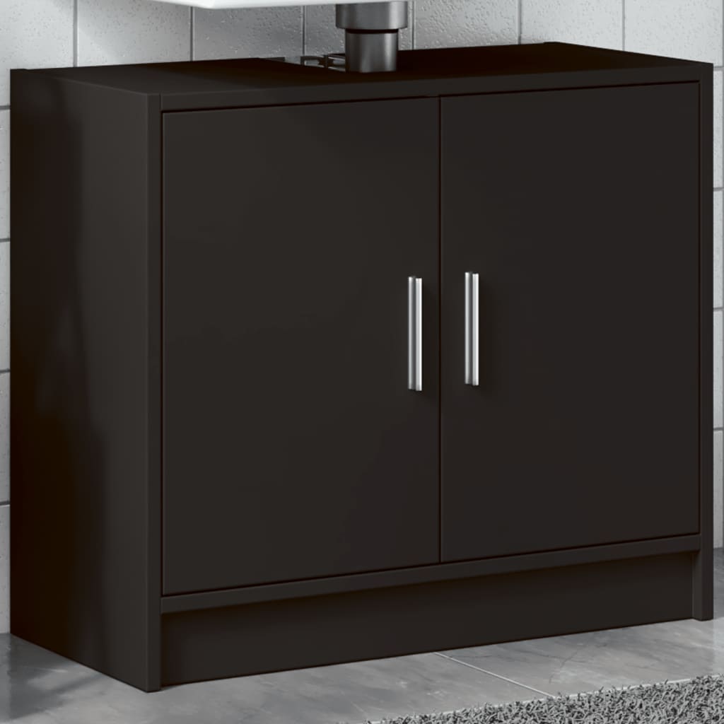 Wastafelkast 63x29x55 cm bewerkt hout zwart is nu te koop bij PeponiXL, paradijselijk wonen!