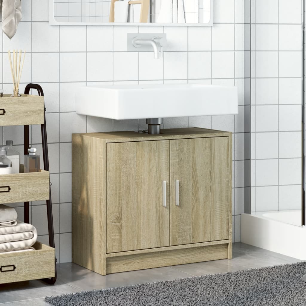 Wastafelkast 63x29x55 cm bewerkt hout sonoma eikenkleurig is nu te koop bij PeponiXL, paradijselijk wonen!