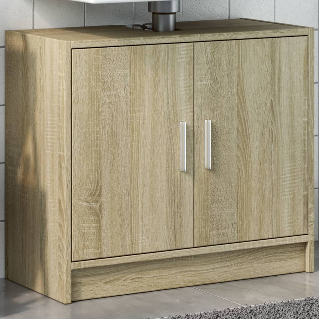 Wastafelkast 63x29x55 cm bewerkt hout sonoma eikenkleurig is nu te koop bij PeponiXL, paradijselijk wonen!