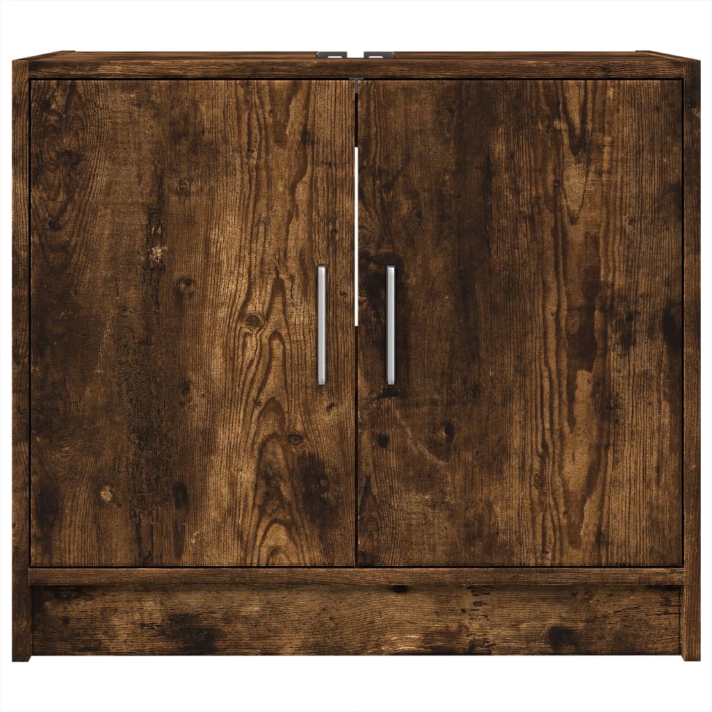 Wastafelkast 63x29x55 cm bewerkt hout gerookt eikenkleurig is nu te koop bij PeponiXL, paradijselijk wonen!