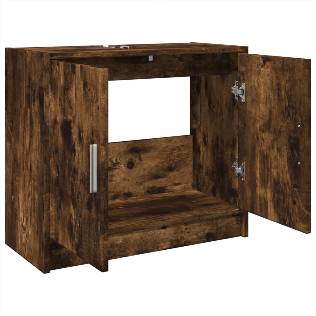 Wastafelkast 63x29x55 cm bewerkt hout gerookt eikenkleurig is nu te koop bij PeponiXL, paradijselijk wonen!