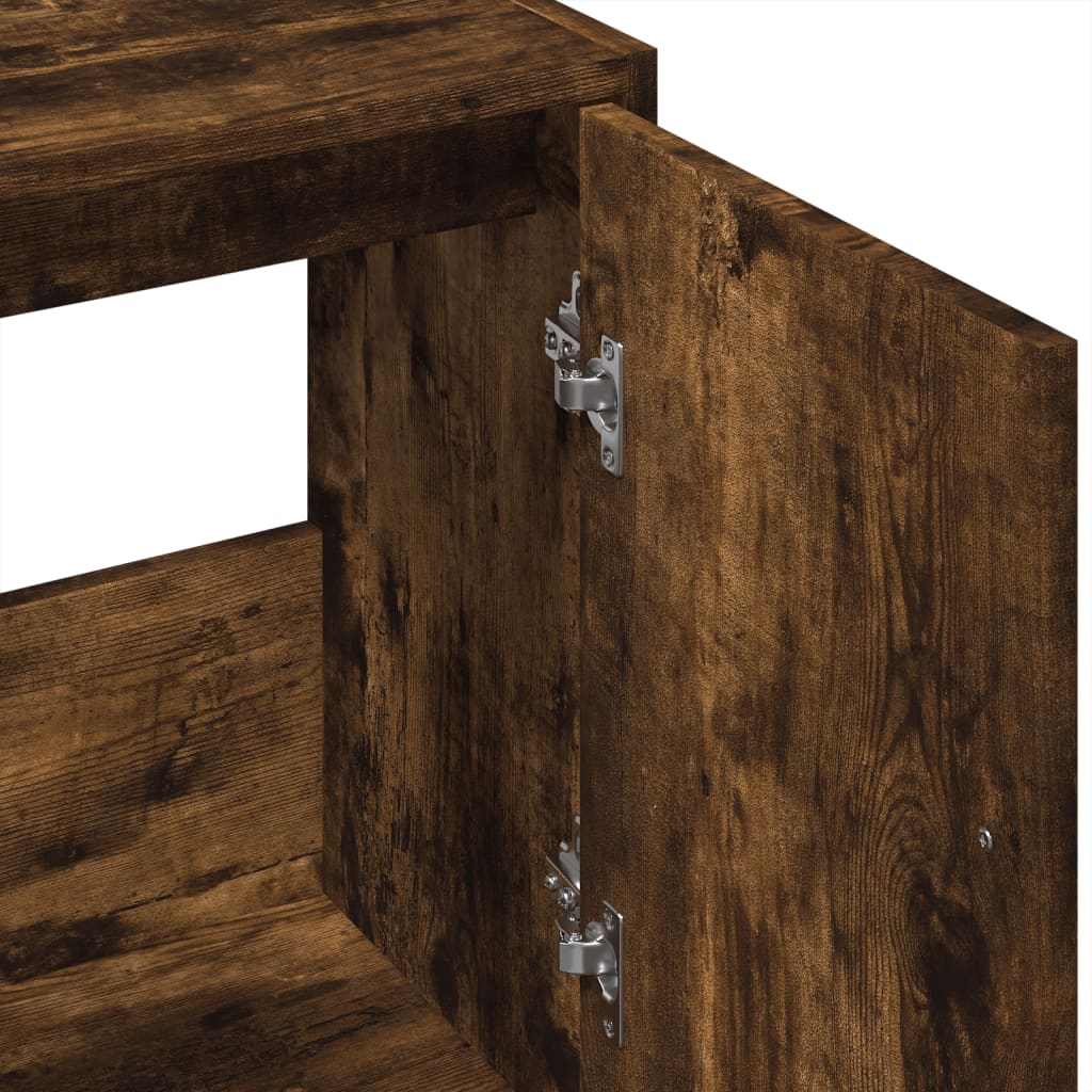 Wastafelkast 63x29x55 cm bewerkt hout gerookt eikenkleurig is nu te koop bij PeponiXL, paradijselijk wonen!