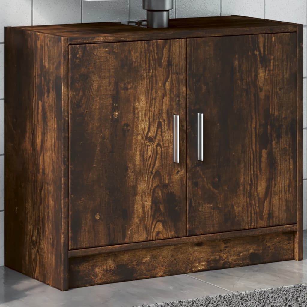 Wastafelkast 63x29x55 cm bewerkt hout gerookt eikenkleurig is nu te koop bij PeponiXL, paradijselijk wonen!