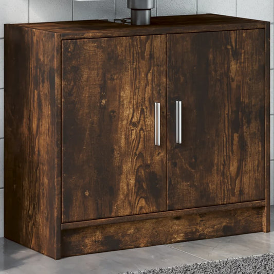 Wastafelkast 63x29x55 cm bewerkt hout gerookt eikenkleurig is nu te koop bij PeponiXL, paradijselijk wonen!