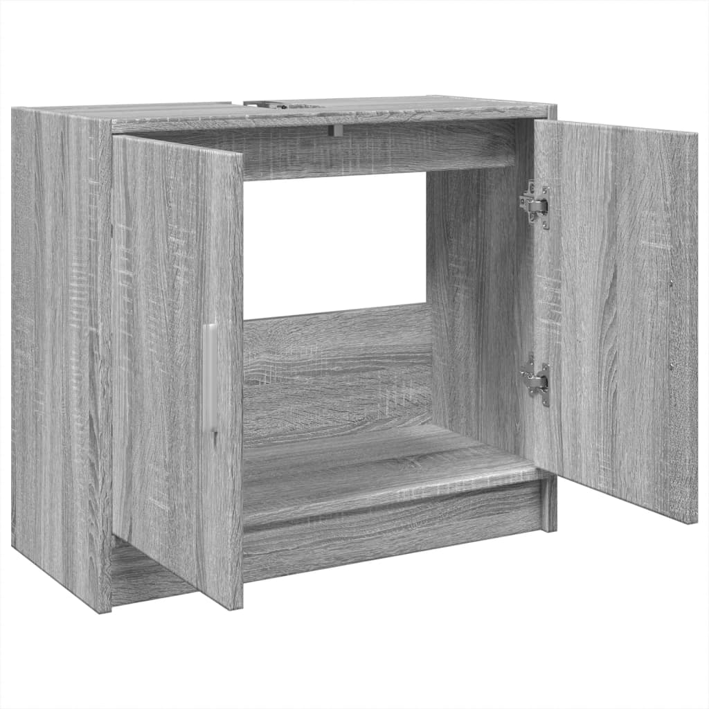 Wastafelkast 63x29x55 cm bewerkt hout grijs sonoma eikenkleurig is nu te koop bij PeponiXL, paradijselijk wonen!