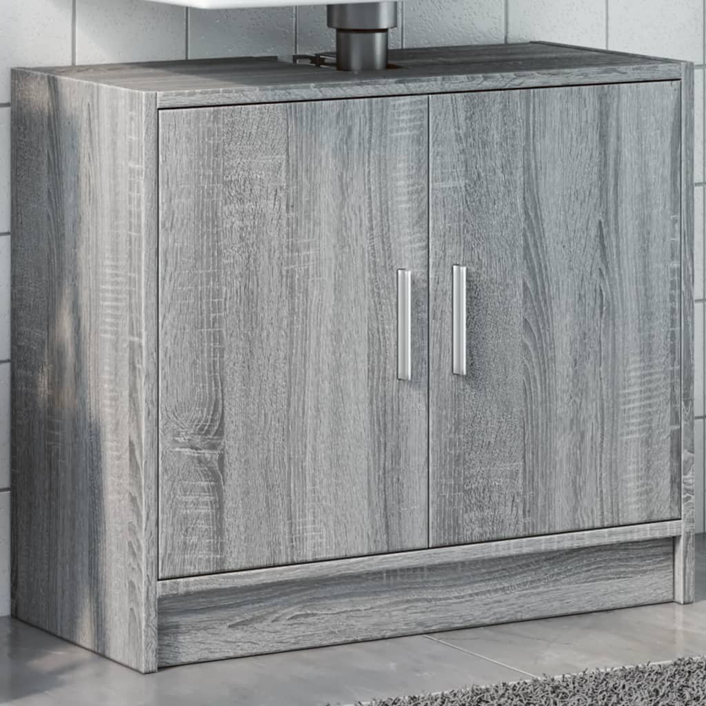 Wastafelkast 63x29x55 cm bewerkt hout grijs sonoma eikenkleurig is nu te koop bij PeponiXL, paradijselijk wonen!