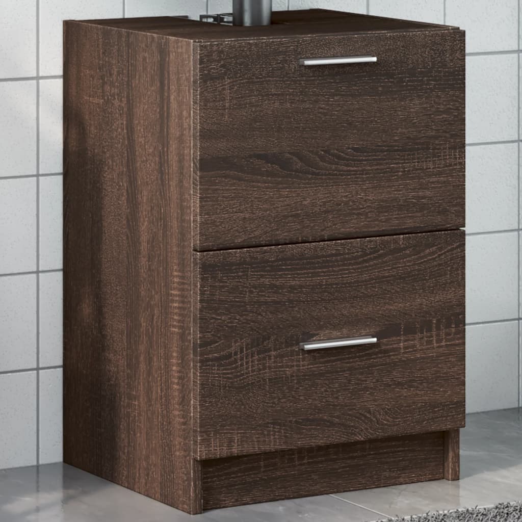 Wastafelkast 40x37x59 cm bewerkt hout bruin eikenkleurig is nu te koop bij PeponiXL, paradijselijk wonen!