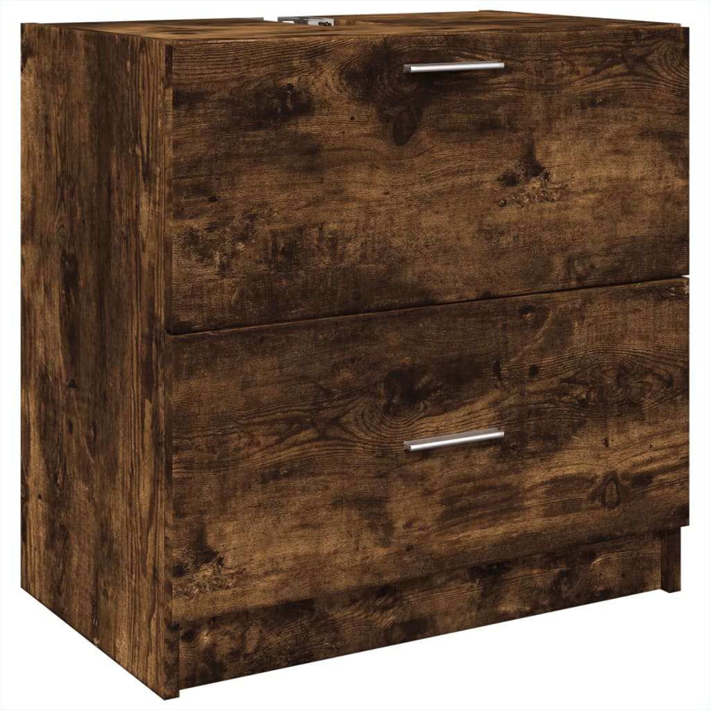 Wastafelkast 59x37x59 cm bewerkt hout gerookt eikenkleurig is nu te koop bij PeponiXL, paradijselijk wonen!