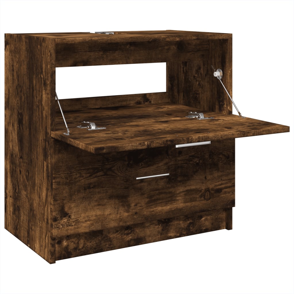Wastafelkast 59x37x59 cm bewerkt hout gerookt eikenkleurig is nu te koop bij PeponiXL, paradijselijk wonen!