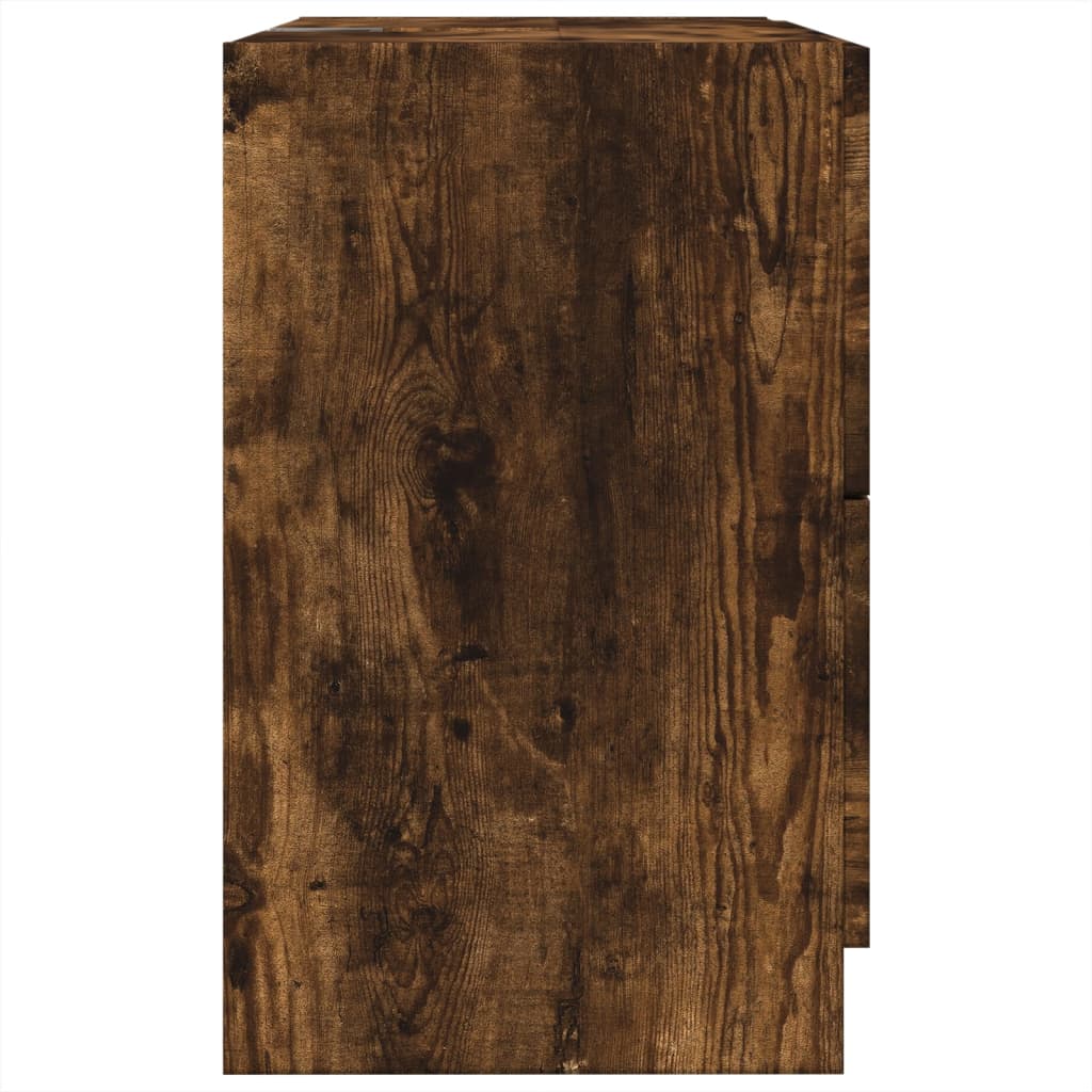 Wastafelkast 59x37x59 cm bewerkt hout gerookt eikenkleurig is nu te koop bij PeponiXL, paradijselijk wonen!