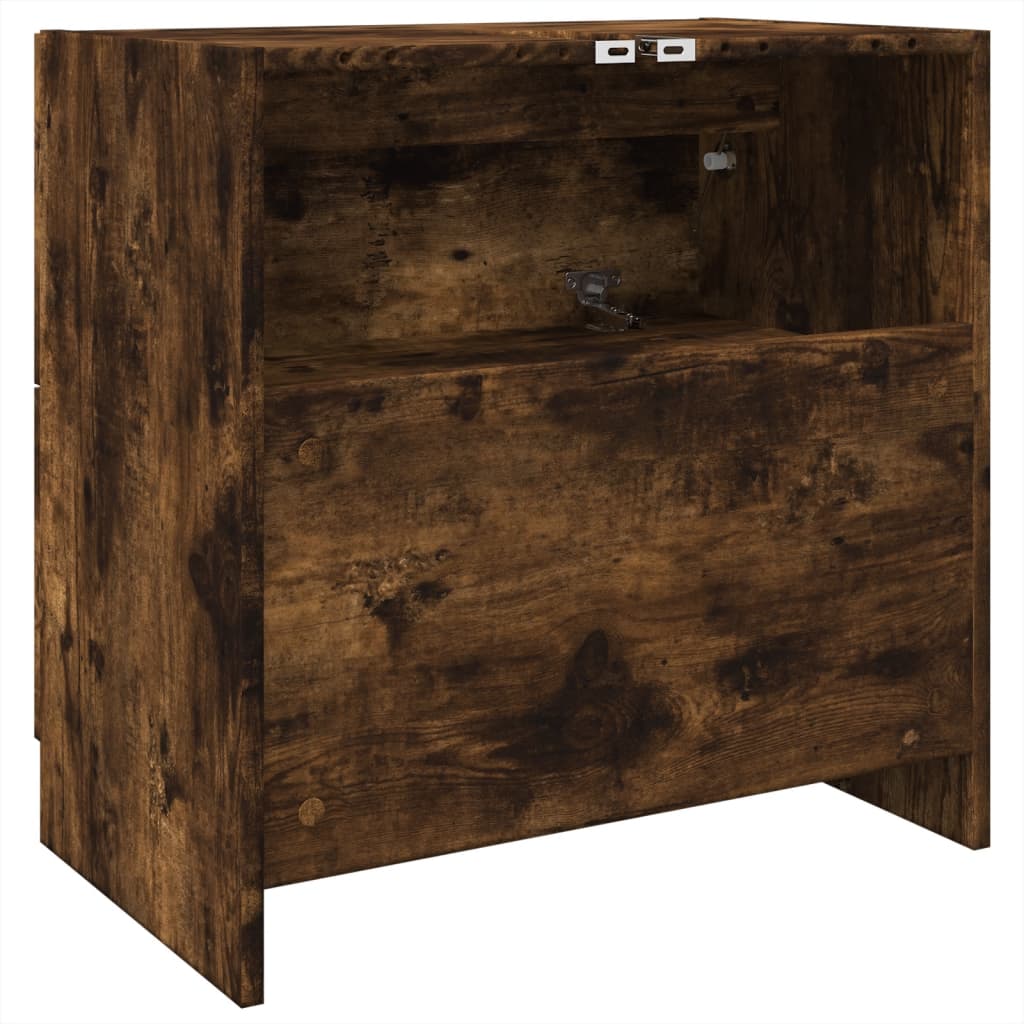 Wastafelkast 59x37x59 cm bewerkt hout gerookt eikenkleurig is nu te koop bij PeponiXL, paradijselijk wonen!
