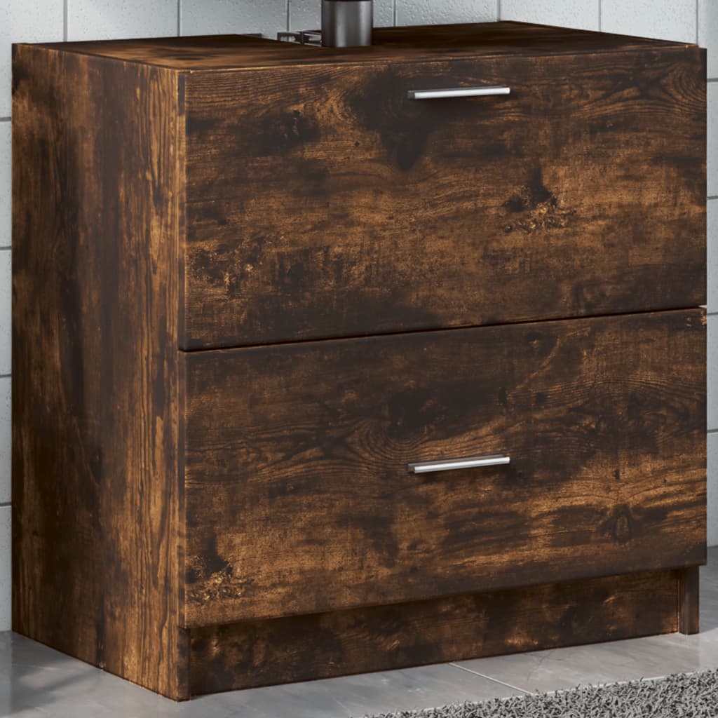 Wastafelkast 59x37x59 cm bewerkt hout gerookt eikenkleurig is nu te koop bij PeponiXL, paradijselijk wonen!