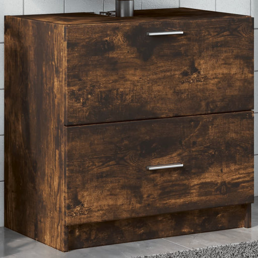 Wastafelkast 59x37x59 cm bewerkt hout gerookt eikenkleurig is nu te koop bij PeponiXL, paradijselijk wonen!