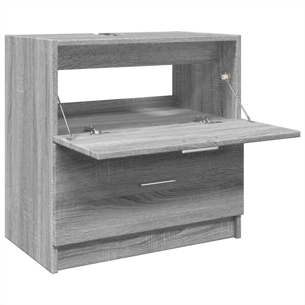 Wastafelkast 59x37x59 cm bewerkt hout grijs sonoma eikenkleurig is nu te koop bij PeponiXL, paradijselijk wonen!