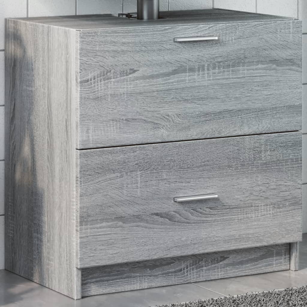 Wastafelkast 59x37x59 cm bewerkt hout grijs sonoma eikenkleurig is nu te koop bij PeponiXL, paradijselijk wonen!