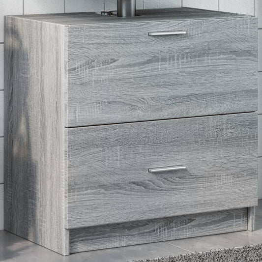 Wastafelkast 59x37x59 cm bewerkt hout grijs sonoma eikenkleurig is nu te koop bij PeponiXL, paradijselijk wonen!