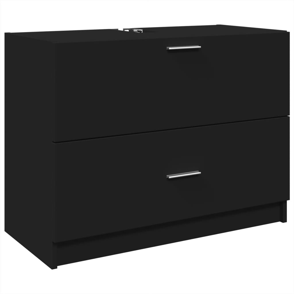 Wastafelkast 78x37x59 cm bewerkt hout zwart is nu te koop bij PeponiXL, paradijselijk wonen!