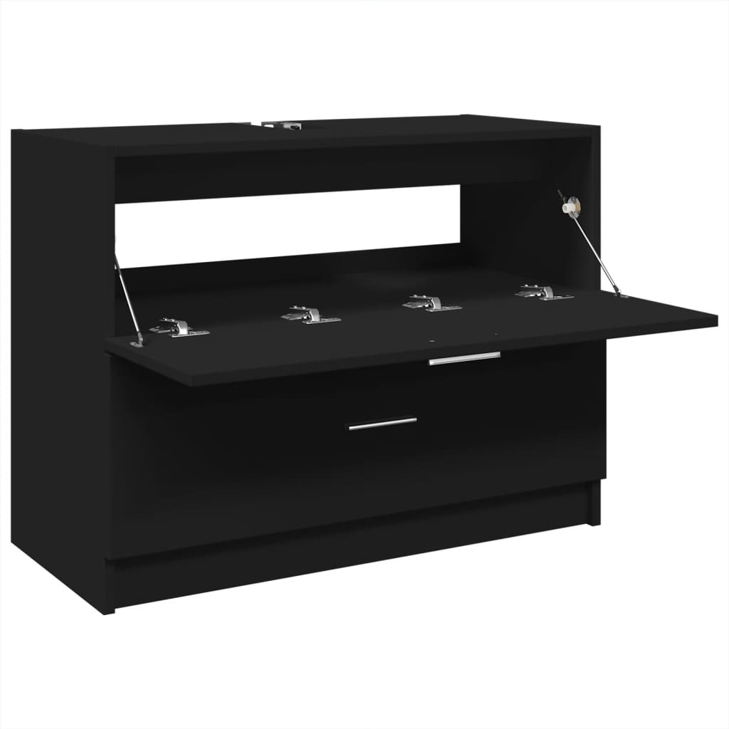 Wastafelkast 78x37x59 cm bewerkt hout zwart is nu te koop bij PeponiXL, paradijselijk wonen!