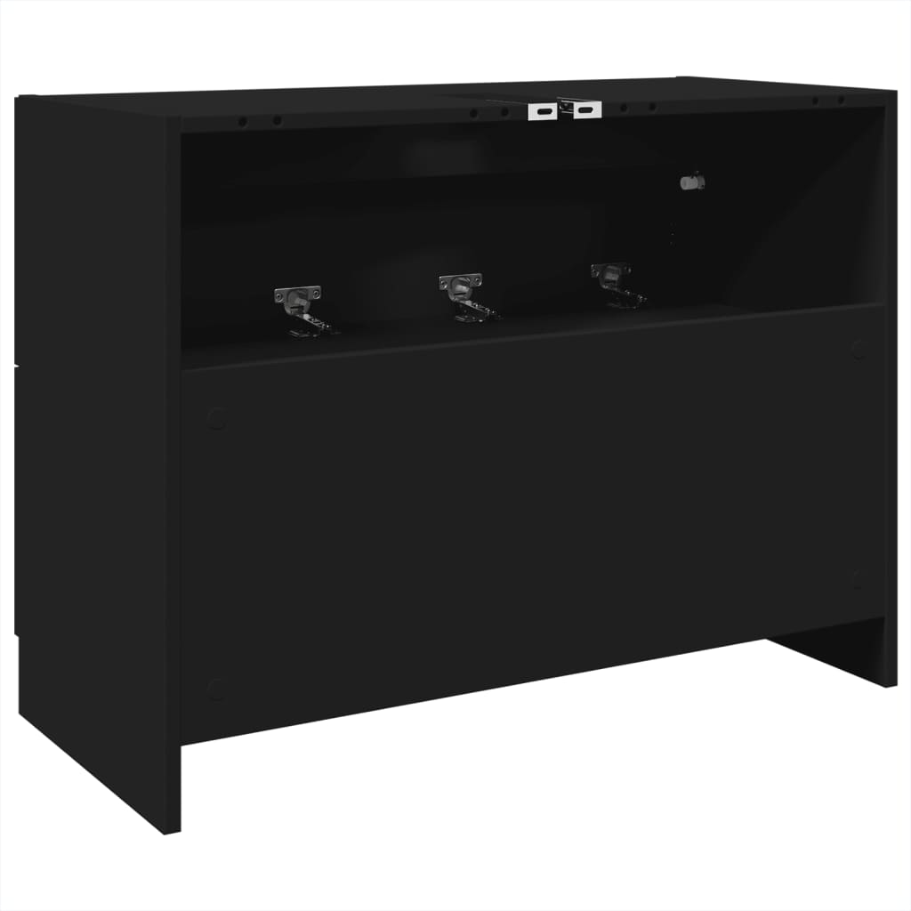 Wastafelkast 78x37x59 cm bewerkt hout zwart is nu te koop bij PeponiXL, paradijselijk wonen!