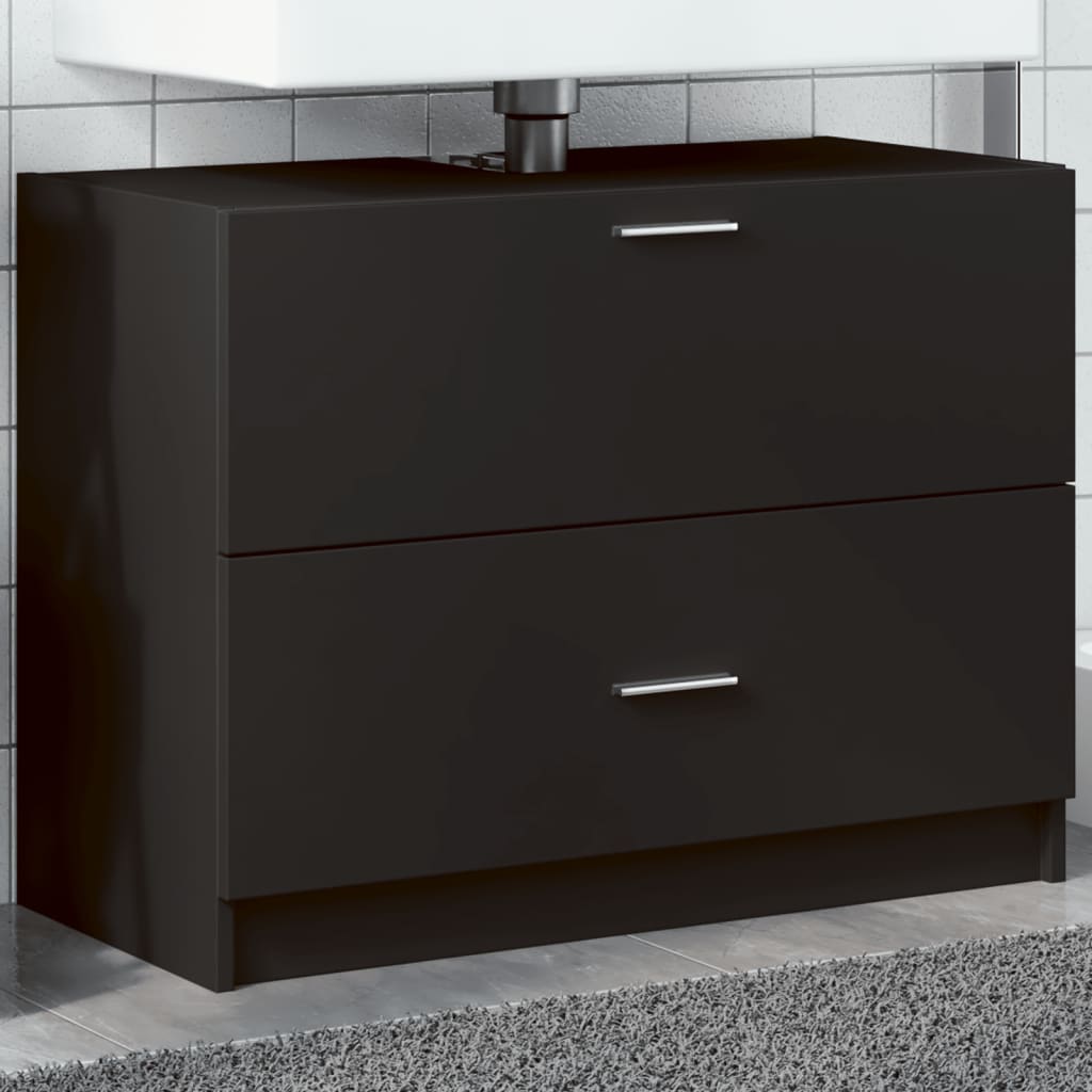 Wastafelkast 78x37x59 cm bewerkt hout zwart is nu te koop bij PeponiXL, paradijselijk wonen!