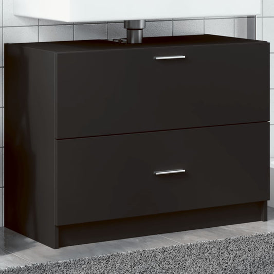 Wastafelkast 78x37x59 cm bewerkt hout zwart is nu te koop bij PeponiXL, paradijselijk wonen!