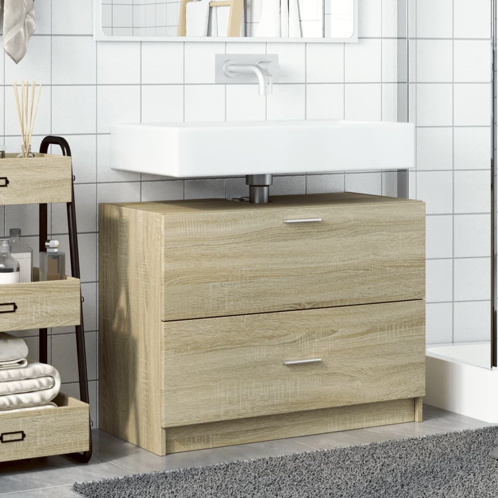 Wastafelkast 78x37x59 cm bewerkt hout sonoma eikenkleurig is nu te koop bij PeponiXL, paradijselijk wonen!