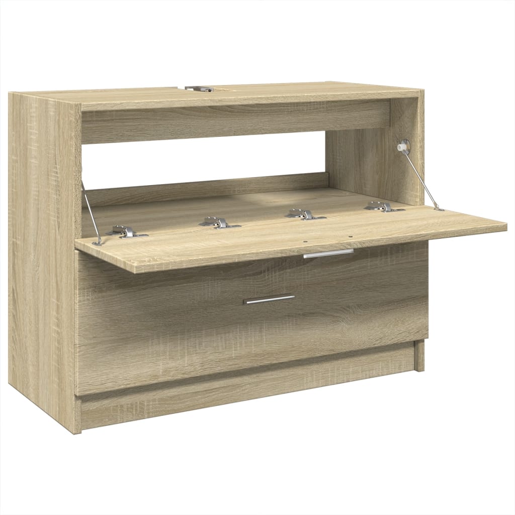 Wastafelkast 78x37x59 cm bewerkt hout sonoma eikenkleurig is nu te koop bij PeponiXL, paradijselijk wonen!