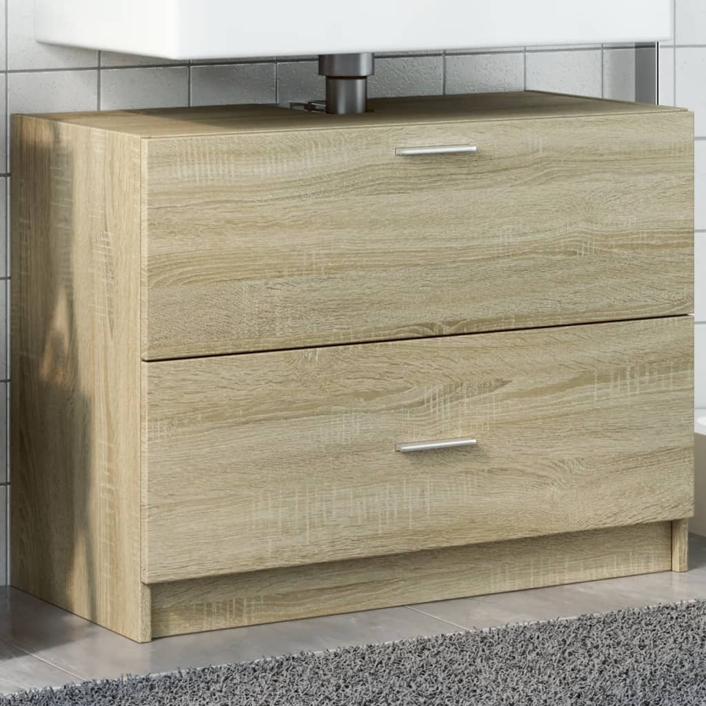 Wastafelkast 78x37x59 cm bewerkt hout sonoma eikenkleurig is nu te koop bij PeponiXL, paradijselijk wonen!