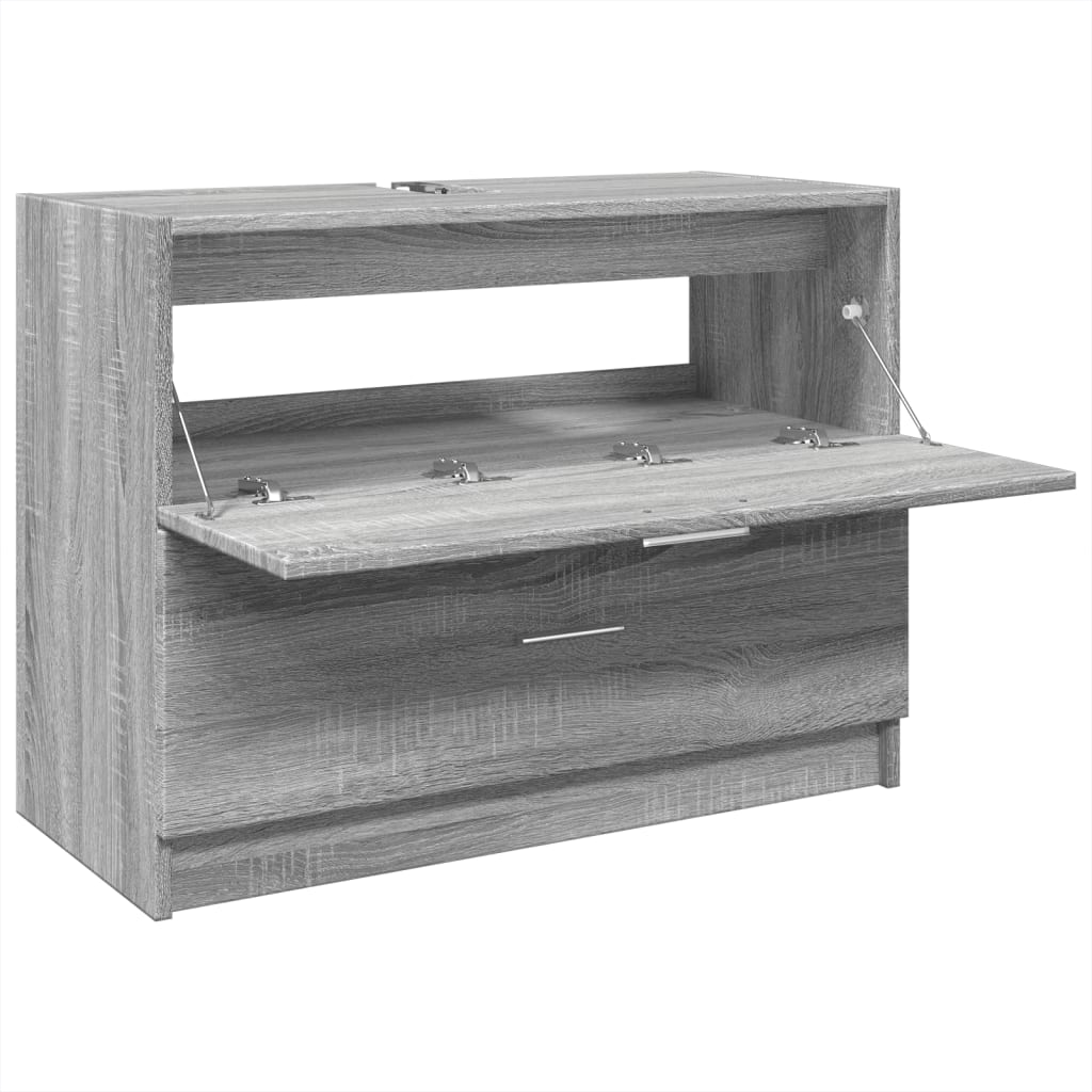 Wastafelkast 78x37x59 cm bewerkt hout grijs sonoma eikenkleurig is nu te koop bij PeponiXL, paradijselijk wonen!