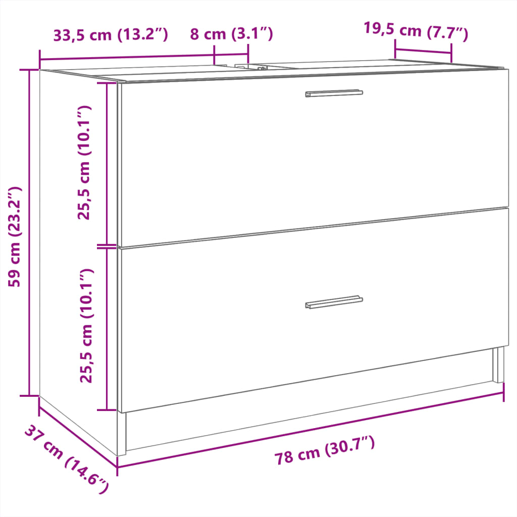 Wastafelkast 78x37x59 cm bewerkt hout grijs sonoma eikenkleurig is nu te koop bij PeponiXL, paradijselijk wonen!