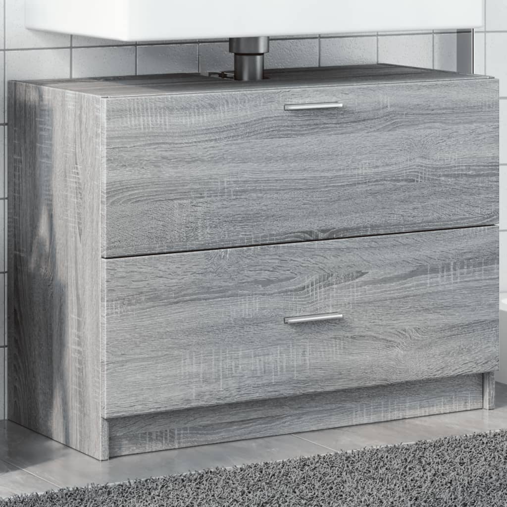 Wastafelkast 78x37x59 cm bewerkt hout grijs sonoma eikenkleurig is nu te koop bij PeponiXL, paradijselijk wonen!