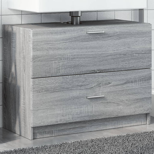 Wastafelkast 78x37x59 cm bewerkt hout grijs sonoma eikenkleurig is nu te koop bij PeponiXL, paradijselijk wonen!
