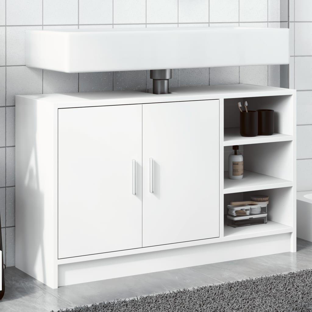 Wastafelkast 90x29x55 cm bewerkt hout wit is nu te koop bij PeponiXL, paradijselijk wonen!