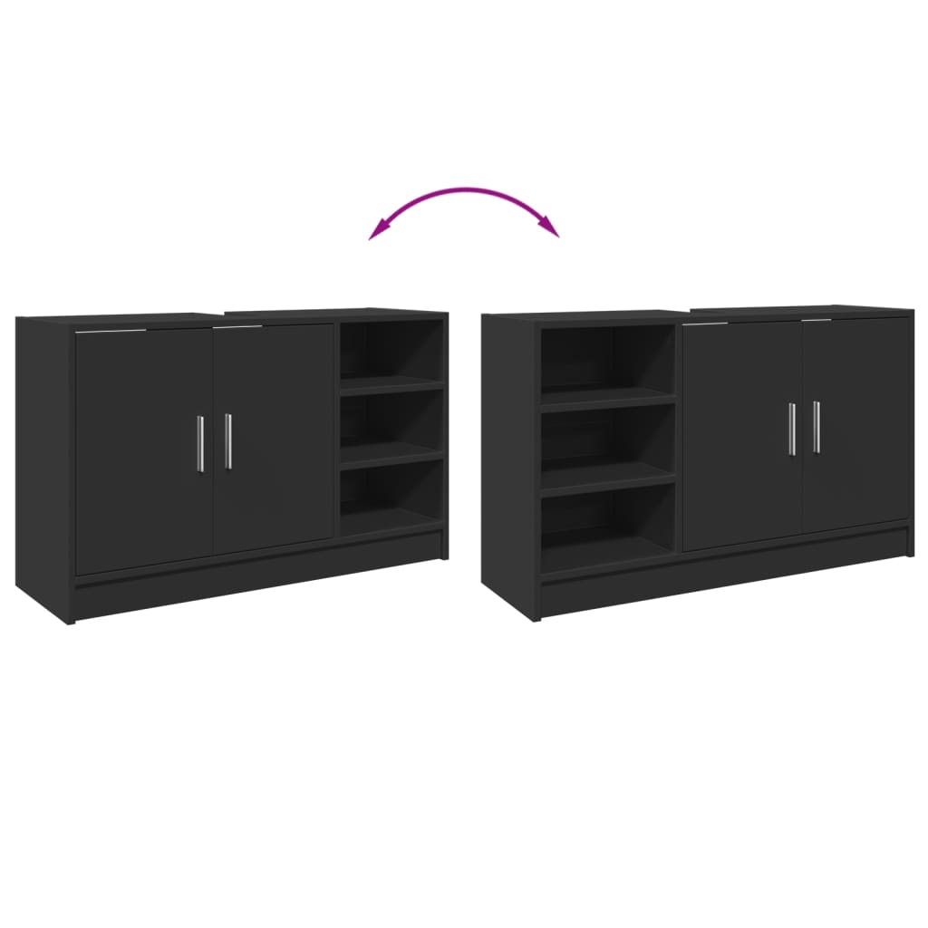 Wastafelkast 90x29x55 cm bewerkt hout zwart is nu te koop bij PeponiXL, paradijselijk wonen!