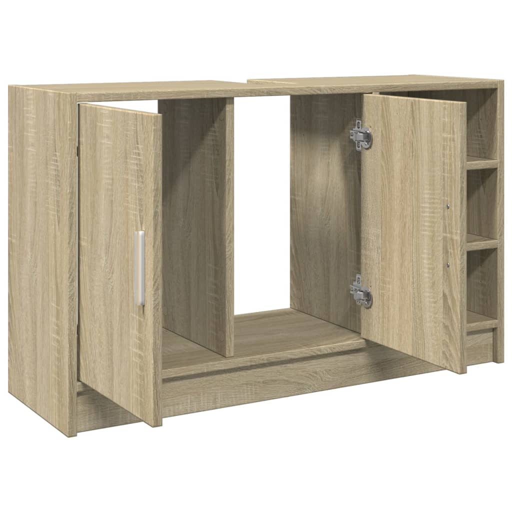 Wastafelkast 90x29x55 cm bewerkt hout sonoma eikenkleurig is nu te koop bij PeponiXL, paradijselijk wonen!